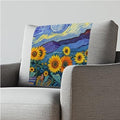 Starry Night Sunflower Headrest Cover for Small Recliner 26x16 Inch 3 Pcs - Easy Install Decoration Polyester Slipcover, Non-Slip Breathable Protector with Nails for Home/Office by ZCFYGDX