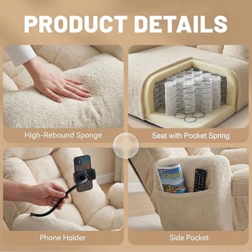Cozy Gaming Chair Floor Sofa, Beige - Image 3