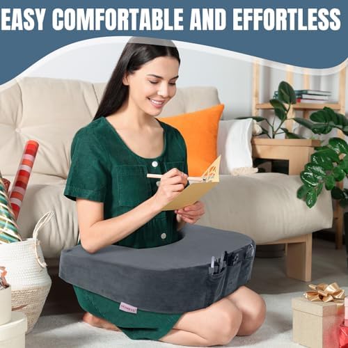 HOMBYS Extra Large Arm Rest Pillow for Adult Gaming,Lap Desk Pillow,Crochet Pillow for Lap Support,Foam Bed Rest Pillow for Reading (Dark Grey) - Image 5