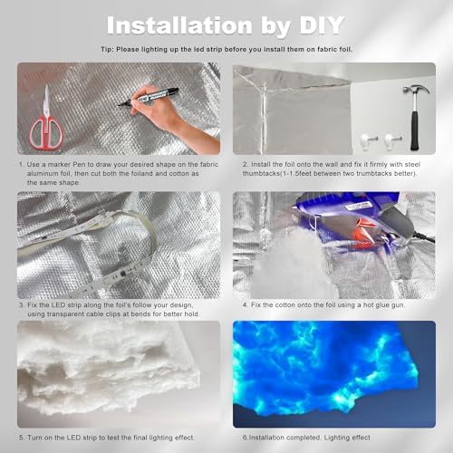 3D Thundercloud Ceiling Light, DIY Lightning Effects, RGB Color Changing, Music Sync, Smart APP Control, for Bedroom, Gaming Room, Home Theater, Kids Room, 32FT - Image 6
