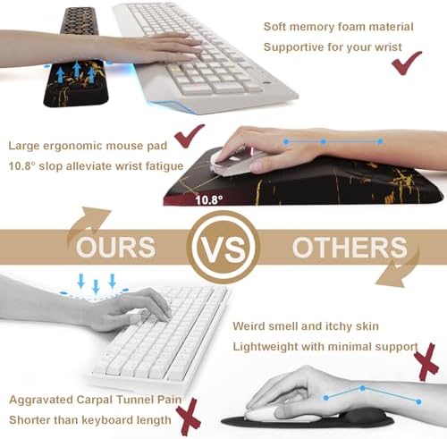 Ospelelf Black Keyboard Wrist Rest Ergonomic Mouse Pad with Wrist Rest, Wrist Rest for Computer Keyboard, - Image 5