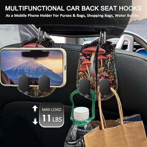 Blusabaca 2PCS Car Seat Headrest Hooks, Purses Bags Holder, Mushroom - Image 3
