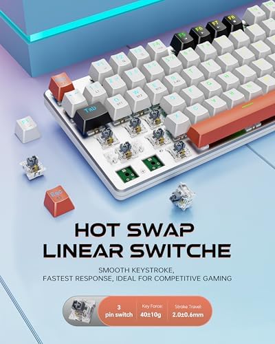 Redragon Wireless Mechanical Gaming Keyboard, Tri Mode BT/2.4G/USB-C Hot Swappable Custom Keyboard, RGB Backlit Computer Gaming Keyboards, PBT Keycaps, Programmable for PC/Tablet,K671WBR-KS - Image 4