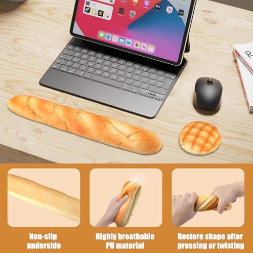 Soft Toast Bread Baguette Shape Anti-Skid Keyboard Wrist Rest Support & Mouse Wrist Support for Office,Computer,Laptop& Mac (Another Style) - Image 3