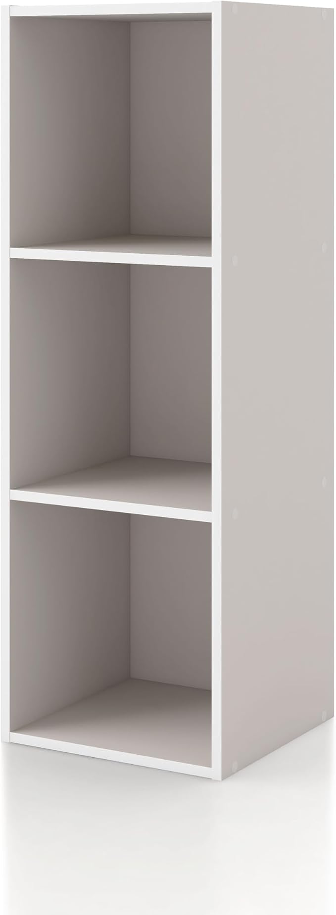 Homes: Inside + Out Apexa 3-Cube Storage Organizer Shelves, Stackable Wood Bookcase Fits Cubby Bins for Organization, Dorm Teen Room Decor & Home Office, Taupe Grey by HOMESInsideOut