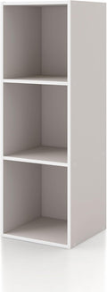 Homes: Inside + Out Apexa 3-Cube Storage Organizer Shelves, Stackable Wood Bookcase Fits Cubby Bins for Organization, Dorm Teen Room Decor & Home Office, Taupe Grey by HOMESInsideOut