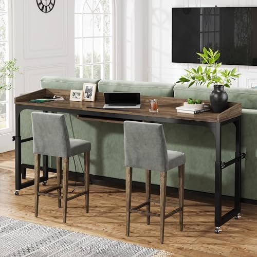 LITTLE TREE Overbed Table with Wheels Adjustable Height, Rolling Table with Outlets & USB Ports for Queen Bed, Giant Adjustable Over the Bed Desk with Tilt Stand, Grey - Image 2