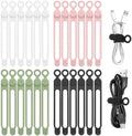 Silicone Cable Organizer Ties, Reusable Elastic Cord Ties 4.2in for Charging Cables, Electrical Cords Computer Wire Organization(24Pcs, 4Colors) by CozyNestMo