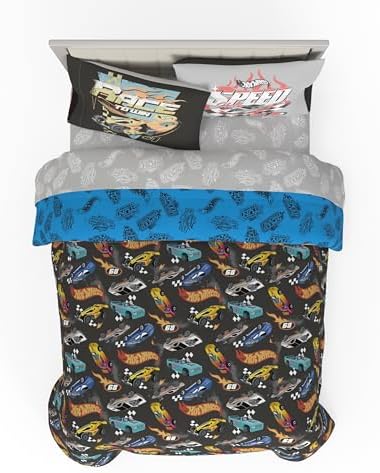 Hot Wheels Kids Bedding Super Soft Comforter and Sheet Set with Sham, 7 Piece Queen Size, (Officially Licensed Product) By Franco by Franco