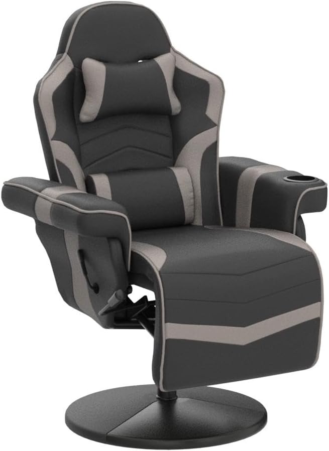 LVUYOYO Reclining Gaming Chair, Gaming Chair with Footrest and Massage, High Back PU Leather Gaming Recliner w/Adjustable Height, Swivel Game Chair with Lumbar Support, Cup Holder, Headrest - Image 4