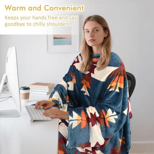 Catalonia Wearable Blanket with Sleeves for Women & Men, Fleece Wrap Throw - Image 2