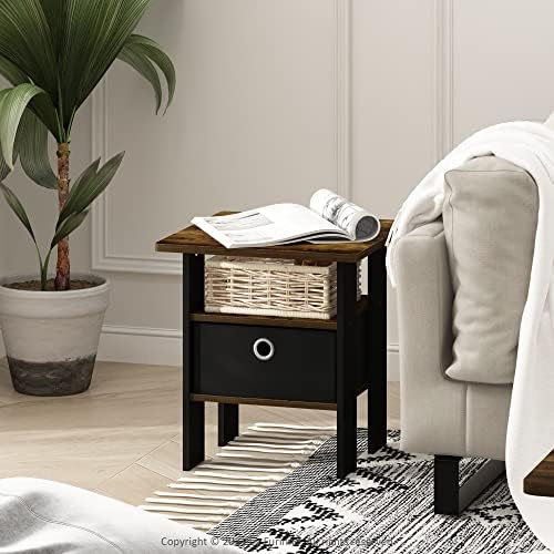 Furinno ANDREY Square Side Table, End Table, Night Stand, Amber Pine - Image 2