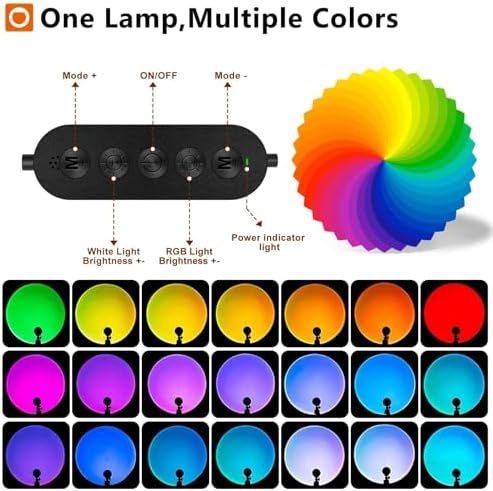 2 Pack Sunset Lamp with USB Port - 360° Rotatable Multicolor Sunset Light Projector, Great for Room/Bedroom Decor, Photography, Party, TikTok Live | Halloween & Christmas Gift (2) - Image 4