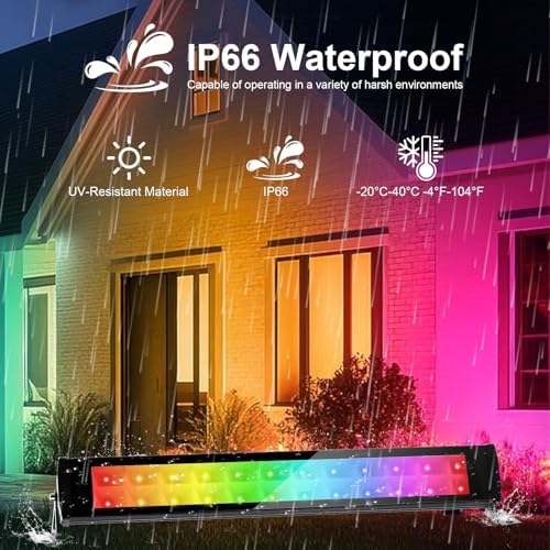 2 Pack 50W 2.4G Remote Control RGB Wall Washer Light, RGB Light bar with Remote Control & APP Control, for Birthday Party, Garden Lighting, Wall Display, Hotel, Building, Commercial Lighting - Image 6