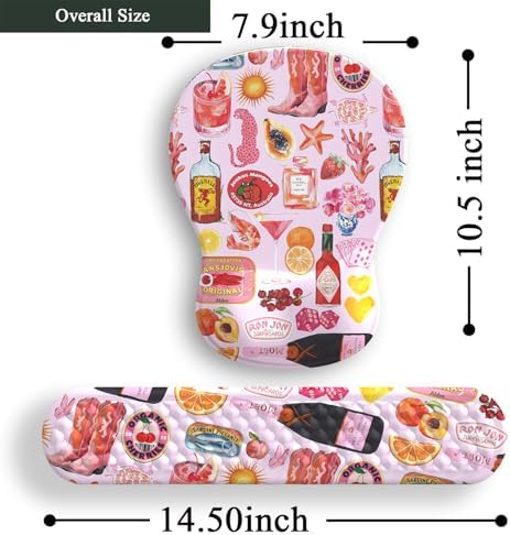 Cute Pink Mouse Pad and Keyboard with Wrist Rest Ergonomic Aesthetic Gaming Mouse Pads, Best Desk Decor Office Cute Pink Desk Accessories Mouse Pad with Wrist Rest, Vacation Style Soft Gel Material - Image 5