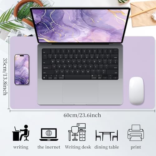 Bloss Purple Desk Mat, Double-Sided Leather Desk Pad, Desk Matt for Desktop, Waterproof Desk Pad Mat, Computer Mat for Office Work/Home/Decor/Desk Protector/Cover(23.6"x 13.8") - Image 4