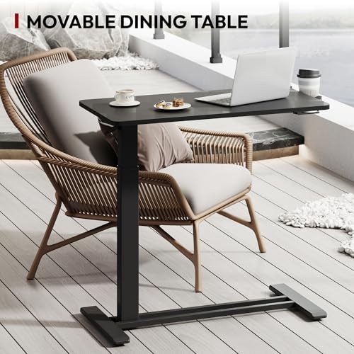 SANODESK 32'' Mobile Standing Desk with Hidden Wheels,Pneumatic Laptop Desk - Image 5