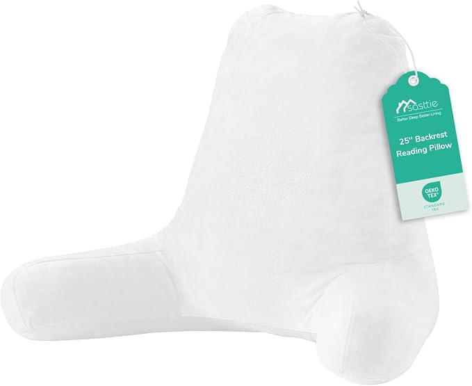 Sasttie Reading Pillow for Bed, Back Pillow for Sitting Up, White by SASTTIE