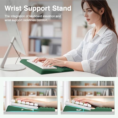 Ospelelf Keyboard Wrist Rest Stand Pad and Ergonomic Mouse Pad Set with Large Mousepad, Memory Foam Comfort, Premium Office Desk Accessories for Pain Relief, Green - Image 5