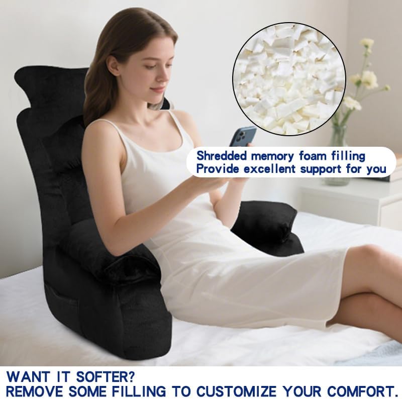 YDCEULARDOH Reading Pillow for Bed Adult – Large Bed Pillow with Arms, Supportive Back Pillow for Sitting Up in Bed for Reading, Watching TV, or Gaming - Image 2