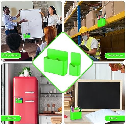 KITANIS Magnetic Pen Holder,2 Pack Magnetic Dry Erase Marker Holder with Generous Compartments,Strong Magnet Storage Marker Pen Pencil Organizer for Refrigerator,Whiteboard,Locker Accessories - Image 7