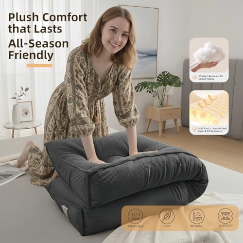 Wedge Reading Pillow Headboard Queen Size, Headboard Bolster Pillow for Bed, Triangular Backrest Cushion with Removable Corduroy Cover, Darkgrey - Image 6