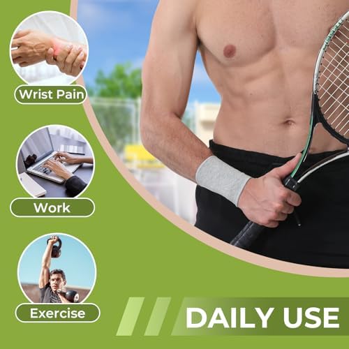 NeoTech Care Wrist Band Support Sleeve - Elastic & Breathable Knitted Fabric Compression Brace - for Tennis, Gym, Sport, Tendonitis (Gray Color, Size XL, 1 Unit) - Image 5