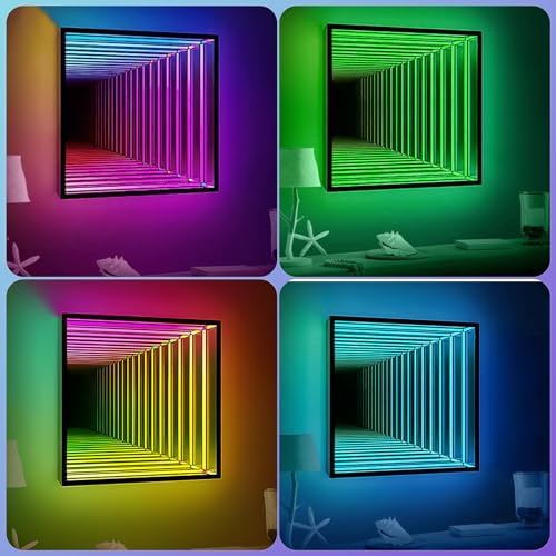 3D Infinity Mirror Light, 12in/30cm Square RGB Tunnel Light, 358 LEDs - Image 6