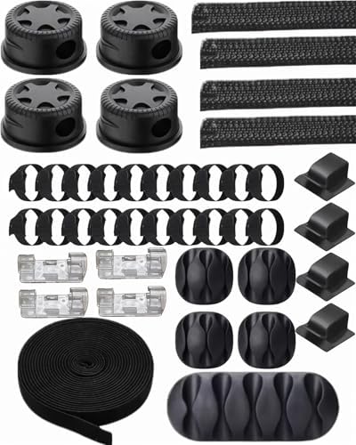 Cable Organizer Kit for Desk – Cable Clips, Cable Sleeves, Cable Ties, Cord Organizer, Wire Management Set – ZENVOX by Unknown