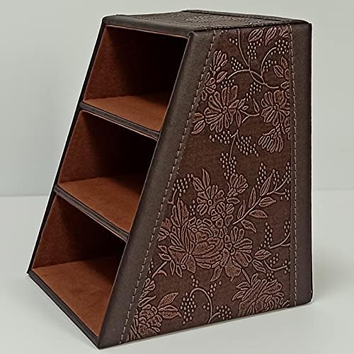 Fashionable PU leather TV remote control Holder with 3 compartments, Desk Caddy Organizer for DVD Cable Plus notepad and pen Chapstick Fingernail clippers Letter opener All in one Retro(2 pieces) - Image 4