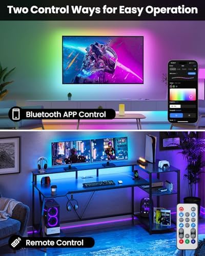 Pak LED Lights for Bedroom, 32.8ft(2 Rolls of 16.4ft) Smart RGB+IC LED Strip Lights with App/Remote Control, Music Sync Color Changing Flexible LED Lights with 64 Scene Modes for Party, Home, Gaming - Image 5