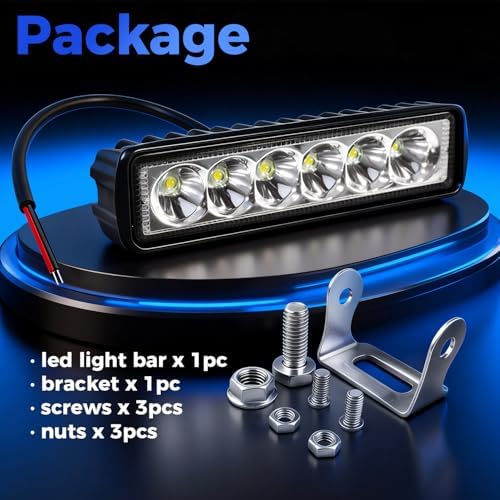 6 Inch Led Light Bar Spot Beam Aluminum 6000K White 18W Waterproof, 1 Pack - Image 6