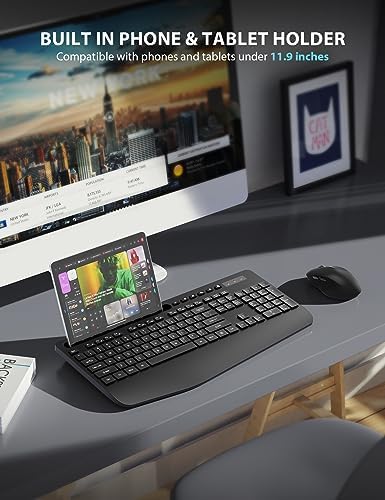 Wireless Keyboard and Mouse Combo - Full-Sized, Ergonomic Wrist Rest - Image 2