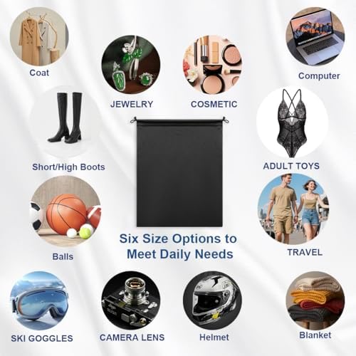 Microfiber Drawstring Bags, Multi-Size Soft Protective Pouches for Shoes, Ski Goggles, Sunglasses, Handbags & Camera Lenses - Image 3