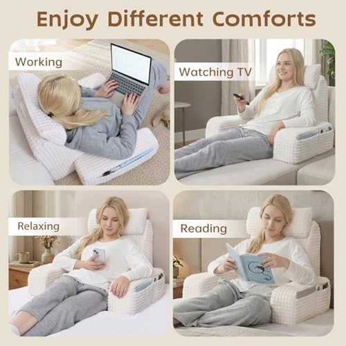 Vekkia 19'' Reading Pillow with Armrests and XL Pockets for Adults - Image 5