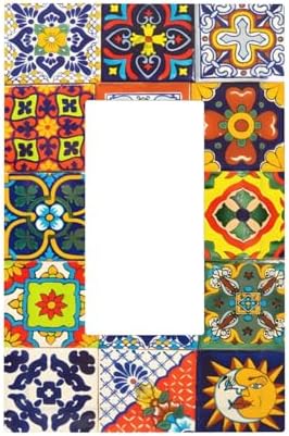 Decorative Outlet Covers Vintage Traditional Colorful Mexican Talavera Tiles Style 1 Gang Rocker Light Switch Covers Single Gfci Wall Plate Electrical Receptacle Switchplate Plug Faceplate by JOOJIAO