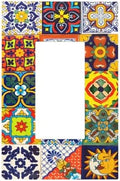 Decorative Outlet Covers Vintage Traditional Colorful Mexican Talavera Tiles Style 1 Gang Rocker Light Switch Covers Single Gfci Wall Plate Electrical Receptacle Switchplate Plug Faceplate by JOOJIAO