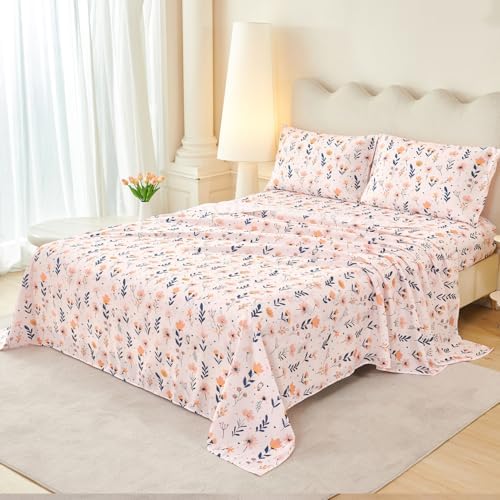 WINLIFE Kids Twin Sheet Set 3-Pieces Botanical Leaves Floral Printed - Image 2