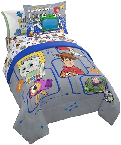 Jay Franco Kids Comforter Set Includes Sheets and Pillow Covers - Soft and Cozy Bed Set for Stylish Room Decor, Official Licensed Bedding, Grey - Toy Story, 5 Piece Twin by JayFranco
