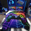 Erosebridal Gaming Comforter Set Rainbow Spider Web Kids Comforter Sets,Game Consoles Bedding Gothic Cobweb Sports Bedding Sets for Boys King,Gamer Room Decor for Boys Bedroom Decor Gamer Gifts by Erosebridal