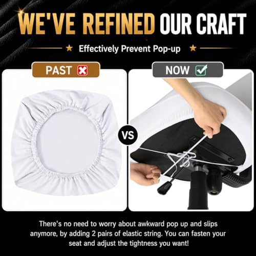 Super Stretchable Separate Office Chair Seat Covers - Universal Spandex Computer Chair Slipcover - 180GSM Washable Rotating Backrest Coverings & Cushion Protectors for Dogs, Cats, Pets - Image 3