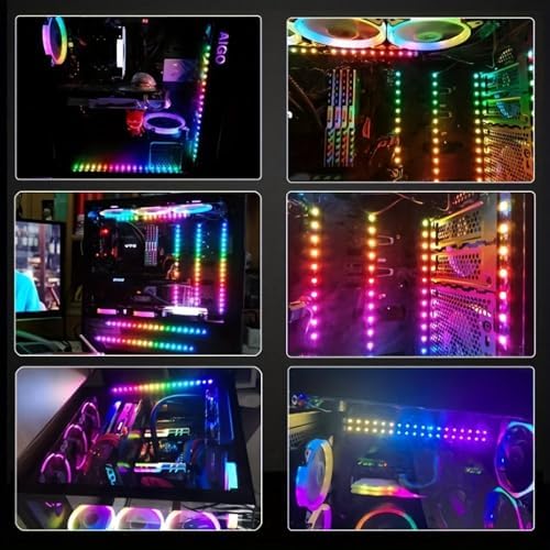 RGB Strip Light for PC Case, 2x19.7in 60LEDs Addressable LED Strip for Motherboard 5V 3-Pin Header Gaming Case DIY Lighting - Image 3