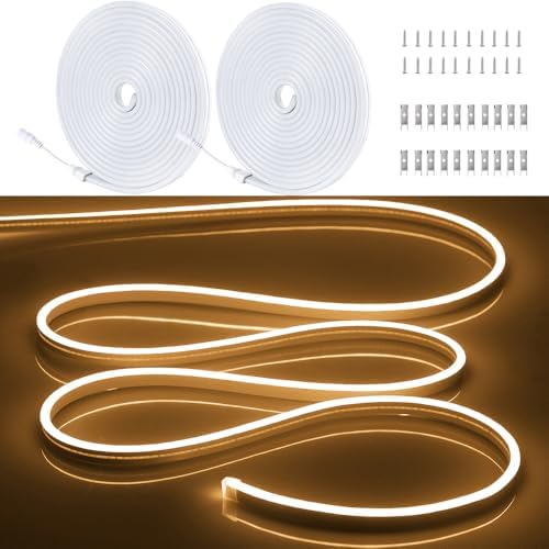2PCS/32.8FT/10M/Warm White LED Strip Lights - Flexible and Waterproof Neon Rope Light with Installation Accessories for Indoor & Outdoor Decor, [No Adapter] by OWOFYDRForprofessional