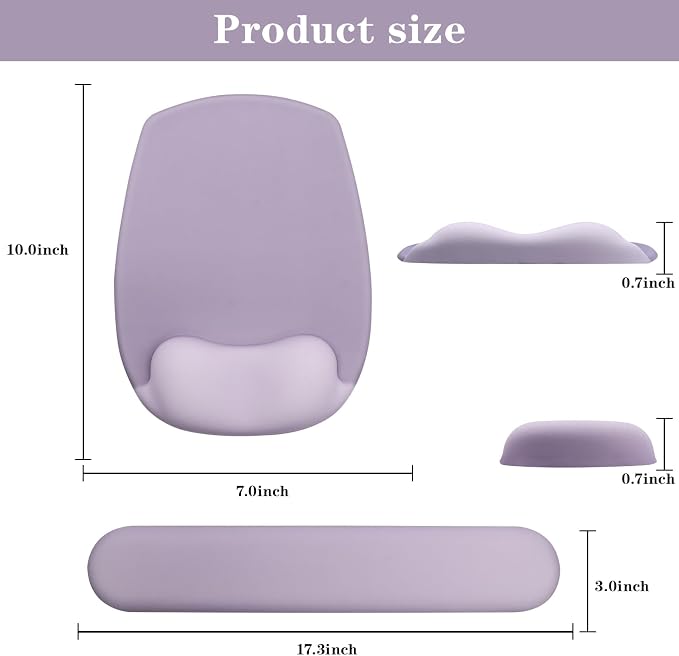 Wrist Rest for Keyboard and Mouse, Ergonomic Gel Computer Keyboard Wrist Rest with Memory Foam, Keyboard Wrist Support Pad for Long Hours of Work, Gaming, Studying-Relieve Wrist Pain (GD-Purple) - Image 6