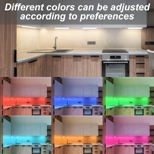 LEPOTEC 24LED RGBW Under Cabinet Light - Motion Sensor Closet Light, Rechargeable Changing Color LED Light,Christmas Lights for Kicthen,Bedroom,Remodelling Room,Hotel,Bar (Multi-24LED-2pack) - Image 6