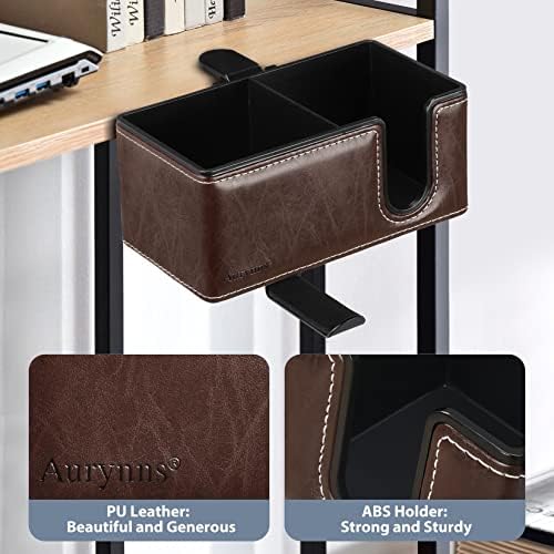 Under Desk Cup Holder Clamp on Cup Holder PU Leather Clip on Desk Organizer - Image 4