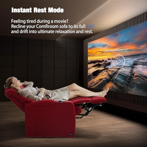 comfiroom Top-Grain Leather Home Theater Seating, Dual-Motor Power Recliner - Image 3