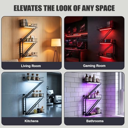 Fire Escape Wall Shelf, Iron Fire Escape Shelf with 15 Colors LED Light - Image 7
