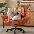 Dowinx Cross Legged Office Chair with Pivoting Armrests,Criss Cross Chair with Pocket Spring Seat & Back,Reclining Computer Gaming Chair with Footrest and Metal Base (Orange) by Dowinx