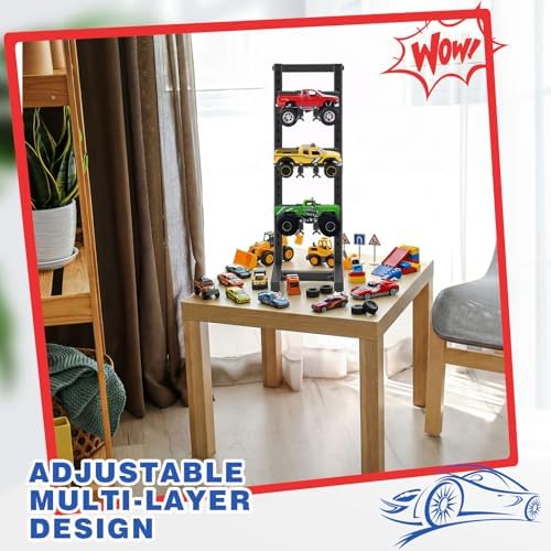 AceOrbit Rc Car Stand 5 Layer Adjustable Wall Mount Car Display Rack with Screws Crawler 8" x 9" x 24" Storage System for 1/10 1/12 1/18 1/24 1/32 Multiple Scale Cars/Trucks Stand Shelf(Black) - Image 5